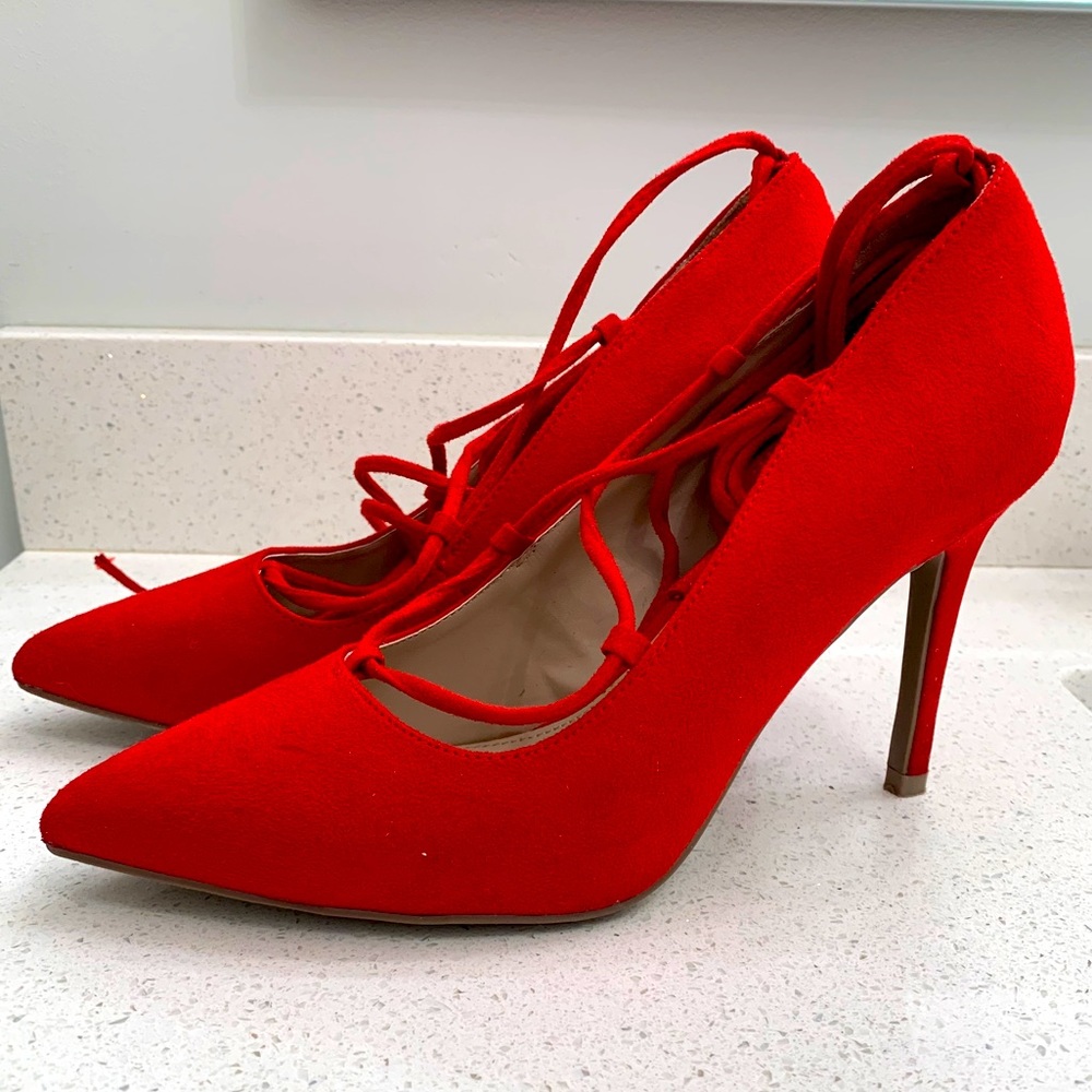 Lace-Up Red Heels👠 Size:8W
